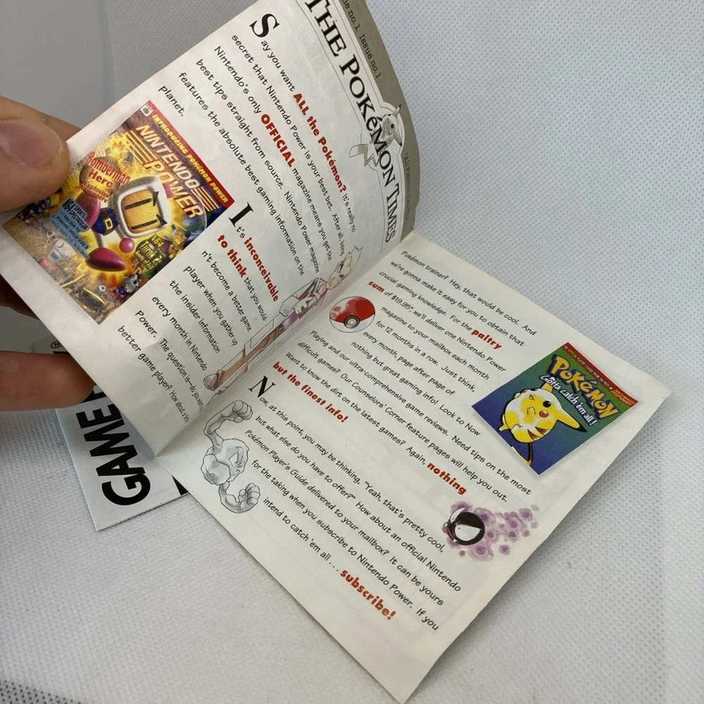 Pokemon Blue Red Game Boy Nintendo Power Player's Guide Offer Insert Only No Box